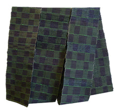 A Sakiori Obi: Green and Purplish Brown Checkerboard