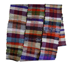A Textured, Multi-Colored Sakiori Obi: Rag Woven Kimono Sash