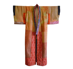 A Beautifully Dyed and Padded 19th Century Pieced Silk Juban: Natural Dyes