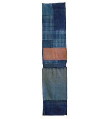A Length of Indigo Dyed Boro: Coral Colored Stitched Patch