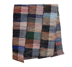 A Narrow Sakiori Obi: Checked Rag Woven Kimono Sash