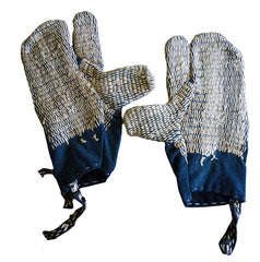 A Pair of Sashiko Stitched Mittens: Rustic Hand Guards