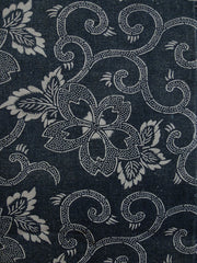 A Length of Katazome Dyed Cotton: Cherry Blossoms and Arabesques
