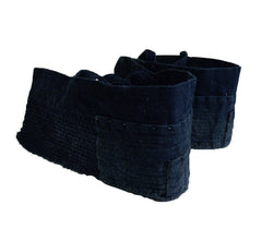 A Pair of Indigo Dyed Cotton Heel Guards: Sashiko Stitched