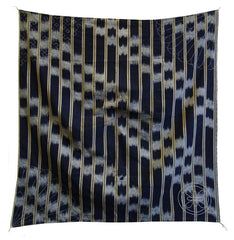 A Finely Sashiko Stitched Furoshiki: Kasuri Cotton and Beautifully Stitched Trim