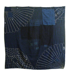 A Patched and Repaired Sashiko Stitched Furoshiki: Hand Spun Cotton