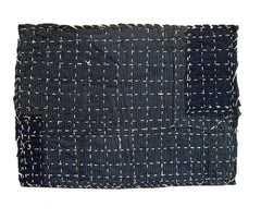 A Beautifully Patched and Sashiko Stitched Small Mat or Zokin: Textured