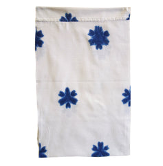 A Clamp Dyed Cotton Diaper: Indigo Snow Flowers