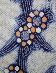 A Length of Shibori Dyed Cotton: Pale Indigo and Flowers