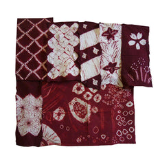 A Group of Seven Red and White Shibori Fragments: Small Pieces