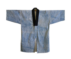 A Beautiful Indigo Dyed Arashi Shibori Jacket: Half Under Kimono