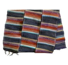 A Short Brightly Colored Sakiori Obi: Cotton Warp