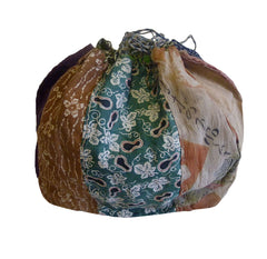 A 19th Century Pieced Silk Drawstring Bag: Botanical Dyes