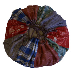 A Beautifully Pieced Meiji Era Large Drawstring Bag: Silks and Mousseline
