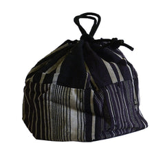 A Small Piece-Constructed Drawstring Bag: Stripes
