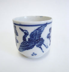An Inban Ware Small Cup: Bold Blue-on-White Pattern