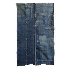 A Two Panel Indigo Dyed Boro Panel: Small Checks