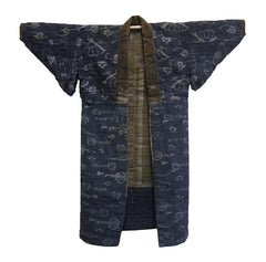 A Child's Padded Kasuri and Plaid Kimono: Repurposed Cottons
