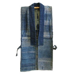 A Beautifully Worn Indigo Dyed Sakiori Sodenashi: Rag Woven Work Vest