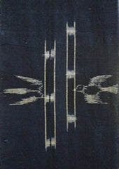 A Length of Imagistic Kasuri: Spare, Stylized Sparrow and Bamboo
