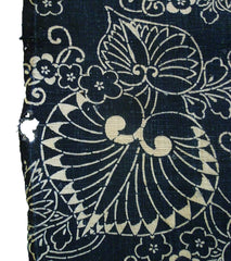 A Length of Indigo Dyed Cotton: Energetic Foliate Pattern