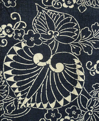 A Length of Playfully Designed Katazome Cotton: Hollyhock Motif