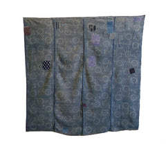 A Four Panel Katazome Boro Textile: Gauzy Cotton