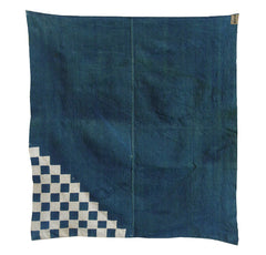 A Hand Stitched Resist Dyed Cotton Furoshiki: Stepped Corner