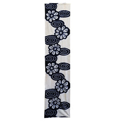 A Length of Indigo Dyed Cotton Shibori: Chrysanthemums and a Stream