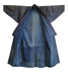 A Subtly and Generously Repaired Cotton Boro Kimono: Fully Lined
