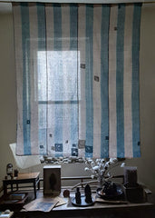 An Unusual Striped Cotton Mosquito Net Section: Beautiful Backlit