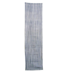 A Length of Pleated Blue-on-White Shibori: Broken Stripes