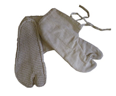 A Pair of Hand Stitched Undyed Cotton Tabi: Rustic