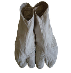 A Pair of Mended Undyed Cotton Tabi: Traditional Footwear