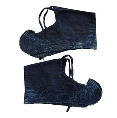 A Pair of Sashiko Stitched Foot Guards: Rustic Indigo Dyed Cotton