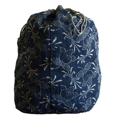 An Oversized Katazome Dyed Cotton Drawstring Duffel: Noshi and Tachibana