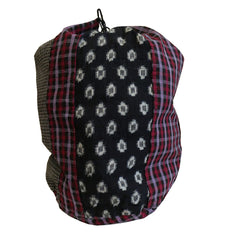 A Large Pieced Cotton Bag: Drawstring Closure