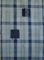 A Length of Beautifully Blue Toned Plaid Cotton: Patched and Hand Woven