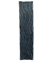 A Length of Indigo Dyed Cotton Shibori: Curved Verticals