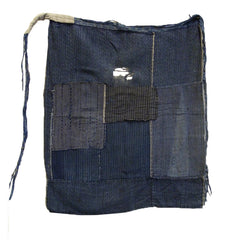 A Tattered Indigo Dyed Cotton Boro Apron: Hand Made