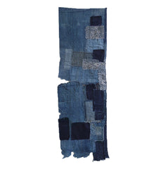 A Tattered Length of Indigo Dyed Boro Cloth: Patched Layers