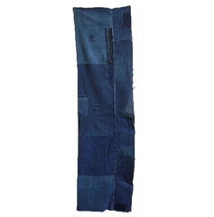 A Beautifully Simple Indigo Dyed Boro Panel: Hand Spun Cotton Yarn