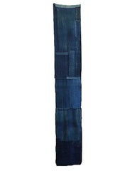 A Very Attractive Indigo Dyed Cotton Boro Panel: Hand Spun Yarn