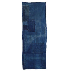 A Hand Spun Cotton Indigo Dyed Boro Fragment: Hemp Stitching