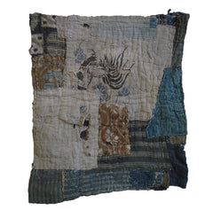A Thickly Layered Rustic Boro Mat: Tenugui Pieces