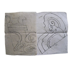 A Pair of Full-Scale Roof Tile Drawings: Cloud Design