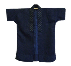 An Indigo Dyed Cotton Noragi: Katazome Dyed Collar