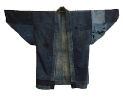 A Handsome and Tattered Boro Work Coat: Indigo Dyed Cotton