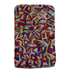 An Intensely Pieced Crepe Silk Back Pad: Benibana or Safflower Dyed Silk Backing