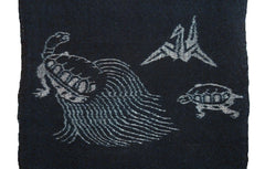 A Length of Indigo Dyed Cotton Egasuri: Tsurukame